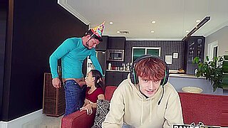 mom give birthday gift to his son
